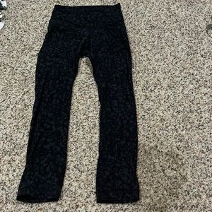 Black lululemon cheatah print capris. Have been worn many times, great condition